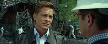 Movie still from “Monster Trucks” (2016), directed by Chris Wedge – A person wearing a leather jacket; Close Up shot, Over the shoulder angle