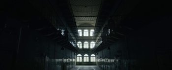 Movie still from “Mr. Jones” (2019), directed by Agnieszka Holland – An empty room with many windows in it; Extreme Wide shot, Low angle