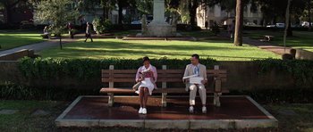 Movie still from “Forrest Gump” (1994), directed by Robert Zemeckis – Wide shot, High angle