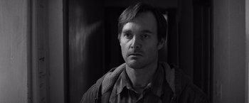 Movie still from “Nebraska” (2013), directed by Alexander Payne – Black and white photograph of a man in a plaid shirt; Close Up shot, Low angle