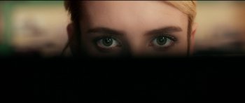 Movie still from “Nerve” (2016), directed by Henry Joost – A woman's eyes looking at the camera; Extreme Close Up shot, Overhead angle