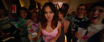 Movie still from “Nerve” (2016), directed by Henry Joost – A group of people that are standing around a room together; Medium shot, High angle