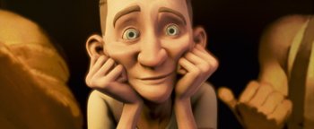 Movie still from “Monster House” (2006), directed by Gil Kenan – An animated character with his hands on his face; Close Up shot, High angle