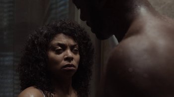 Movie still from “No Good Deed” (2014), directed by Sam Miller – A man and a woman looking at one another in a mirror; Close Up shot, Low angle