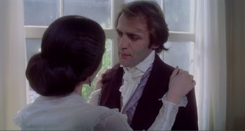 Movie still from “Nosferatu the Vampyre” (1979), directed by Werner Herzog – A man and a woman are looking at each other; Close Up shot, Over the shoulder angle