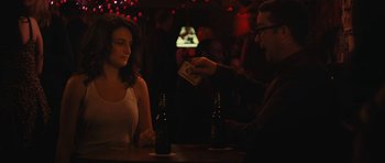Movie still from “Obvious Child” (2014), directed by Gillian Robespierre – A woman sitting at a table in front of a man; Medium shot, Over the shoulder angle