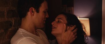 Movie still from “Obvious Child” (2014), directed by Gillian Robespierre – A man and a woman looking into each others eyes; Close Up shot, Over the shoulder angle
