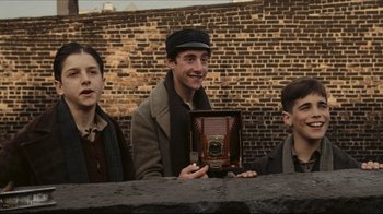 Movie still from “Once Upon a Time in America” (1984), directed by Sergio Leone – A group of young men standing next to each other; Medium shot, High angle