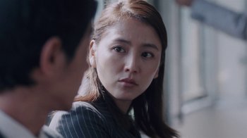 Movie still from “Our Little Sister” (2015), directed by Kore-eda Hirokazu – A young woman is looking at the camera while talking to a young man; Close Up shot, Over the shoulder angle