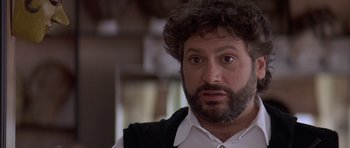 Movie still from “Mrs. Doubtfire” (1993), directed by Chris Columbus – A person with a beard; Close Up shot, Low angle