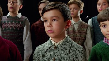 Movie still from “Pain and Glory” (2019), directed by Pedro Almodóvar – A group of young men standing next to each other; Close Up shot, High angle