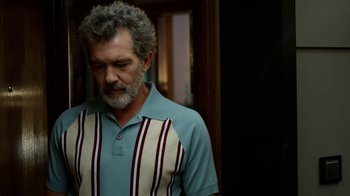 Movie still from “Pain and Glory” (2019), directed by Pedro Almodóvar – A person wearing a polo shirt; Medium shot, Over the shoulder angle