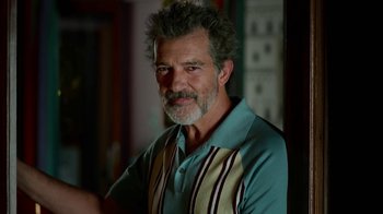 Movie still from “Pain and Glory” (2019), directed by Pedro Almodóvar – A person with a beard; Close Up shot, Over the shoulder angle