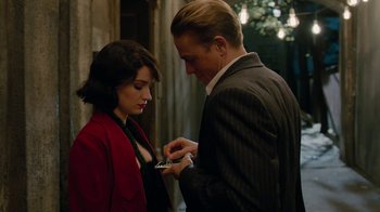 Movie still from “Papillon” (2017), directed by Michael Noer – A man and a woman looking at each other; Close Up shot, High angle