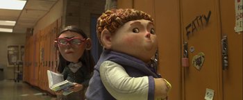 Movie still from “ParaNorman” (2012), directed by Sam Fell – A doll that is wearing some kind of wig; Close Up shot, Low angle