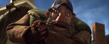Movie still from “ParaNorman” (2012), directed by Sam Fell – The face of a cartoon character; Close Up shot, Low angle