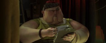 Movie still from “ParaNorman” (2012), directed by Sam Fell – A woman is holding a tablet and looking at it; Close Up shot, Low angle