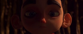 Movie still from “ParaNorman” (2012), directed by Sam Fell – View of the eyes of an animated character; Extreme Close Up shot, Low angle