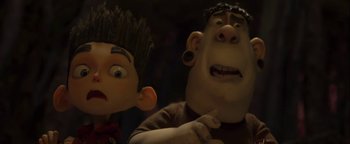 Movie still from “ParaNorman” (2012), directed by Sam Fell – Two characters from paranorman; Close Up shot, Low angle