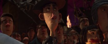 Movie still from “ParaNorman” (2012), directed by Sam Fell – A group of people that are standing in a room; Close Up shot, Low angle