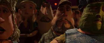 Movie still from “ParaNorman” (2012), directed by Sam Fell – A group of people with faces; Close Up shot, Low angle