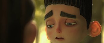 Movie still from “ParaNorman” (2012), directed by Sam Fell – View of the eyes of a doll; Extreme Close Up shot, Over the shoulder angle