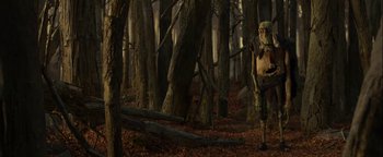 Movie still from “ParaNorman” (2012), directed by Sam Fell – A man standing in the middle of the woods; Wide shot, Low angle