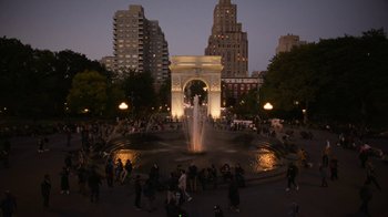 Movie still from “Full Circle” (2023), directed by Steven Soderbergh – Extreme Wide shot, High angle