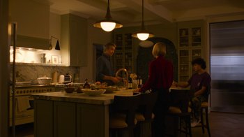 Movie still from “Full Circle” (2023), directed by Steven Soderbergh – Wide shot, Low angle