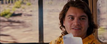 Movie still from “Prince Avalanche” (2013), directed by David Gordon Green – A person holding a piece of paper; Close Up shot, Over the shoulder angle