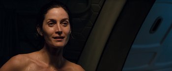 Movie still from “Red Planet” (2000), directed by Antony Hoffman – A person in a dark room; Close Up shot, Over the shoulder angle