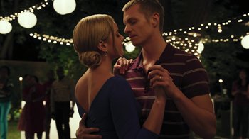 Movie still from “RoboCop” (2014), directed by José Padilha – A man and a woman are dancing together; Medium shot, Low angle