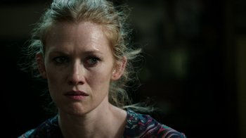 Movie still from “Sabotage” (2014), directed by David Ayer – A person wearing a shirt; Close Up shot, Over the shoulder angle