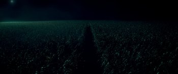 Movie still from “Scary Stories to Tell in the Dark” (2019), directed by André Øvredal – A field with a dark sky in the background; Extreme Wide shot, High angle