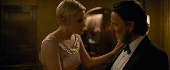 Movie still from “Seberg” (2019), directed by Benedict Andrews – A man and a woman are looking at each other; Close Up shot, Over the shoulder angle