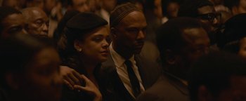 Movie still from “Selma” (2014), directed by Ava DuVernay – A man and a woman are sitting next to each other; Close Up shot, High angle
