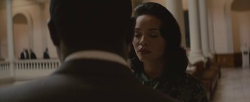 Movie still from “Selma” (2014), directed by Ava DuVernay – A woman sitting in front of a mirror looking down; Close Up shot, Over the shoulder angle