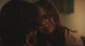 Movie still from “Short Term 12” (2013), directed by Destin Daniel Cretton – A young woman sitting in front of another woman; Close Up shot, Over the shoulder angle