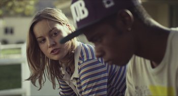 Movie still from “Short Term 12” (2013), directed by Destin Daniel Cretton – A girl and a boy are looking at each other; Close Up shot, Over the shoulder angle