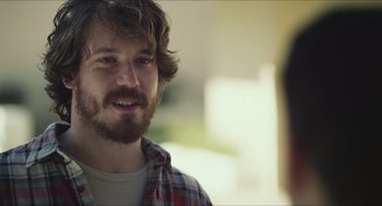 Movie still from “Short Term 12” (2013), directed by Destin Daniel Cretton – A man with a beard talking to another man; Close Up shot, Over the shoulder angle