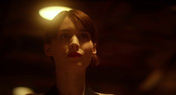 Movie still from “Side Effects” (2013), directed by Steven Soderbergh – A person looking up at the sky; Close Up shot, Low angle