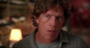 Movie still from “Sideways” (2004), directed by Alexander Payne – A person with long brown hair; Close Up shot, Over the shoulder angle
