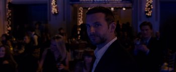 Movie still from “Silver Linings Playbook” (2012), directed by David O. Russell – A person wearing a suit and tie; Close Up shot, Over the shoulder angle