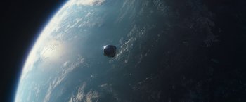 Movie still from “Sonic the Hedgehog 2” (2022), directed by Jeff Fowler – An aerial view of the earth taken from a balloon; Extreme Wide shot, Overhead angle