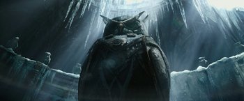 Movie still from “Sonic the Hedgehog 2” (2022), directed by Jeff Fowler – An image of an owl in the middle of the night; Close Up shot, Low angle