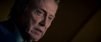 Movie still from “Stand Up Guys” (2012), directed by Fisher Stevens – An older man with blue eyes looking into the distance; Close Up shot, Low angle