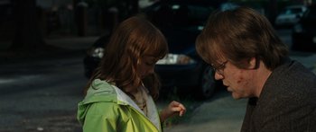 Movie still from “Synecdoche, New York” (2008), directed by Charlie Kaufman – A woman and a girl looking at each other; Close Up shot, Over the shoulder angle