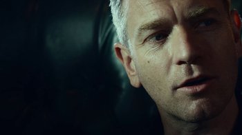 Movie still from “T2 Trainspotting” (2017), directed by Danny Boyle – A man's face in the dark; Close Up shot, Low angle