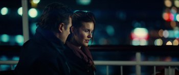 Movie still from “Taken 2” (2012), directed by Olivier Megaton – A man and a woman sitting next to each other; Close Up shot, Over the shoulder angle