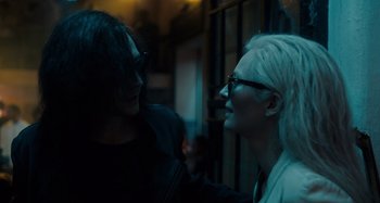 Movie still from “Only Lovers Left Alive” (2013), directed by Jim Jarmusch – A man and a woman talking to each other; Close Up shot, Over the shoulder angle